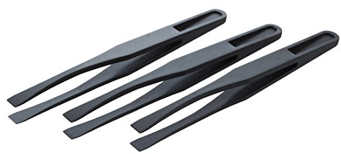 Viudecce Lot de 3 pinces à épiler antistatiques en plastique noir 115 mm