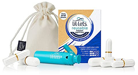 Lil-Lets Wiederverwendbarer Tampon-Applikator, kommt mit x 6 Lil-Lets Tampons aus Bio-Baumwolle, nachhaltige Periodenpflege, reduziert Plastikmüll, einfach zu bedienen, leicht zu reinigen