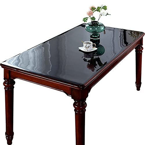 Transparente Schreibtischunterlage, 1.5MM Abwaschbar PVC Tischdecke Transparent, Tischfolie Durchsichtig Schutztischdecke Tischschutzfolie,für Büro, Zuhause,schwarz(Size: 80x150cm/31.5x59.06in)