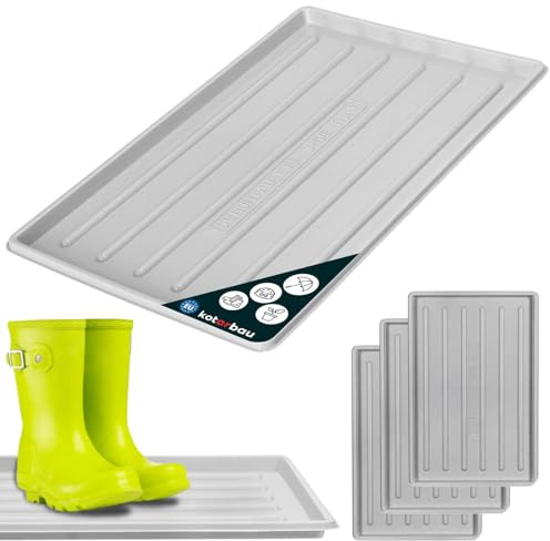 KOTARBAU® 3er Set Schuhabtropfschale - 45 x 30 cm - Abtropfmatte für nasse Schuhe - Schuhablage für Herbst & Winter - Schuhmatte aus Kunststoff - Schuhtablett - Schuhwanne für Flur - Grau