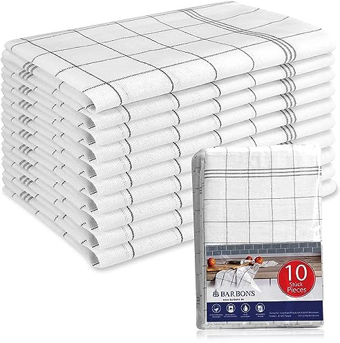 BARBONS Geschirrtücher 10er Set - Baumwolle 50x70 cm - Oeko-TEX Zertifiziert - Küchentextiliensets Trockentücher Küchenhandtücher Küchentücher Geschirrhandtücher Waschbar bis 90 C Anthrazit