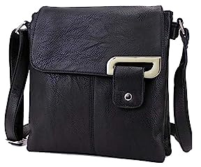 The Accessory Co. Womens Cross Body Bag Messenger Multi Compartment Large Over Shoulder Satchel Handbag Long Strap (3: Black)