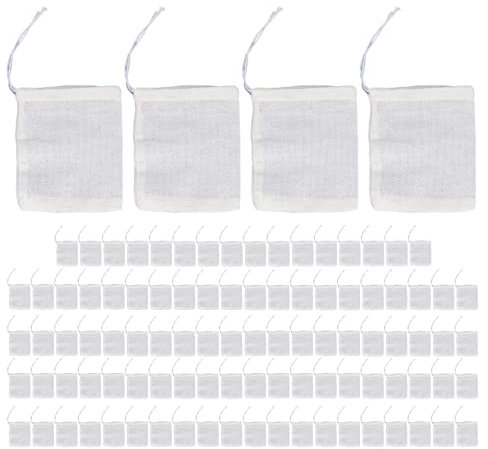 100 Stück kleine Tee-Ei-Beutel, Tee-Filterbeutel, wiederverwendbare Stoffbeutel für das Bad, Tee-Filterbeutel, Satchet-Beutel für Kräuter zum Aufbrühen von Tee