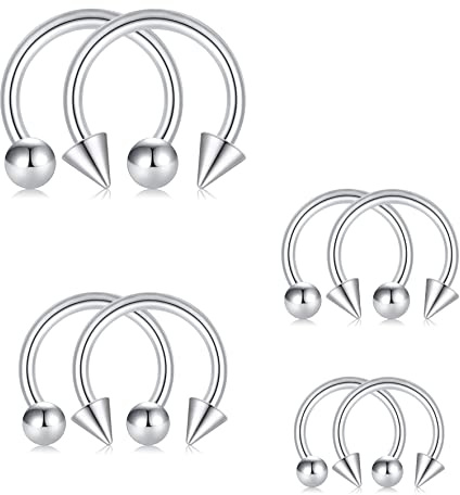 Rajnard 16G Piercing Septum Anneaux Septum Piercing Lèvres Anneaux Acier Chirurgical Tragus Helix Piercing 6/8/10/12mm avec Boules et Pointes 8Pcs