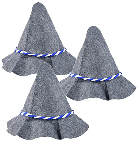 Schramm® 3 Stück Seppelhut blau-weiße Kordel Filzhut Bayern Trachtenhut Seppelhüte Hut Bier