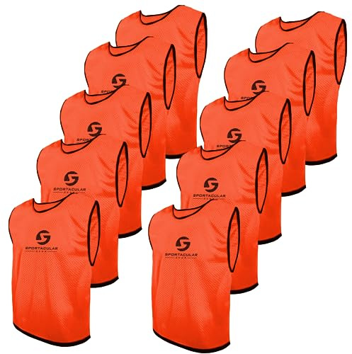 Sportacular Gear Set med 10 träningskläder i olika färger I markeringsskjortor, skjortor, träningströja I body för fotboll, handboll, basketträning I (neonorange, senior/vuxna)