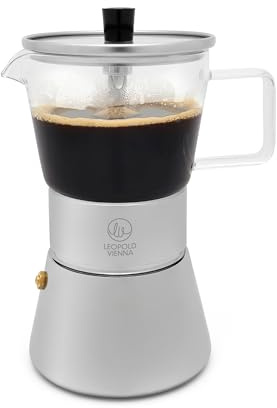 Leopold Vienna Espressokocher Induktion Edelstahl Kaffeezubereiter mit Edelstahl-Filter für 4 Tassen Espresso - für besten Kaffeegenuss