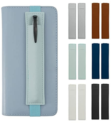 12 Stück Stifthalter Notizbuch, Wiederverwendbares Buch Pen Loop Stiftschlaufe, Stiftehalter für Notizbuch, PU Leder Federtasche Elastischer Stifthalter für Tablet Tagebuch Kalender Notizbuch