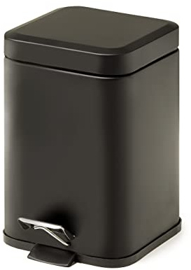 Gedy | Argenta Cesta de baño cuadrada de acero inoxidable, acabado negro, capacidad 3 litros, dimensiones 16, 5 x 21,5 x 25 cm y peso 0,76 kg