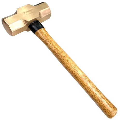 WEDO Fäustel Vorschlaghämmer Kopfgewicht 5000g, mit Holzgriff, Funkenfrei Schwerlasthammer, Abbruchhammer, Stemmhammer，Großer Hammer, BAM & FM Zertifikat, Beryllium Kupfer, Länge 900mm, 5kg