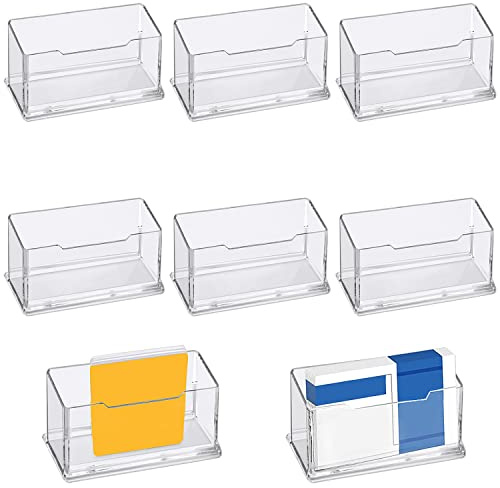 JINXIAN 8 Stück Visitenkartenhalter Acryl Visitenkartenständer Klarer Visitenkartenhalter Visitenkarten Aufsteller Transparent Kartenhalter für Büro Theke Schreibtisch Stand Ausstellung
