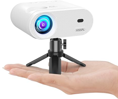 Mini Projector, VISSPL 1080P Full HD Portable Projector, Outdoor Movie Projector with Tripod, 14000L Home Video Projector Compatible with iOS/Android Phone,Tablet,Laptop,TV Stick,HDMI,USB