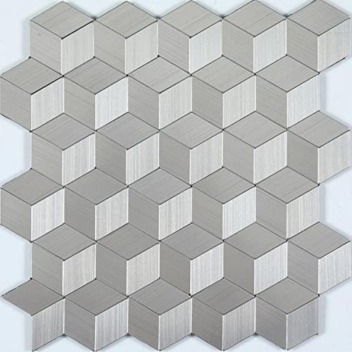 Europäische Wand Metall Alu-Kunststoffplatte Fliesenaufkleber Küchenleiste TV Hintergrundwand Selbstklebend Hexagon Mosaik Aufkleber-B,30x30cm 1STK