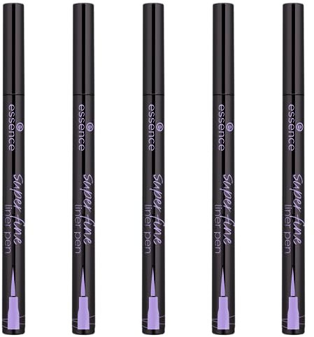 essence liner pen, Eyeliner, Nr. 01, Schwarz, langanhaltend, hochpigmentiert, Wischfest, farbintensiv, vegan, ohne Mikroplastikpartikel, ohne Parfüm, ölfrei, 5er Pack (5x1ml)