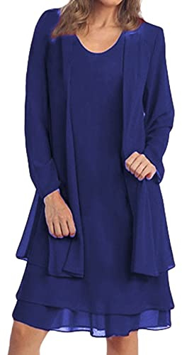 Cocila Boho Chic Dresses Maniche Lunghe da Donna in Chiffon con Cuciture nel Lungo Abito a Due Pezzi Abito Battesimo Maniche Lunghe