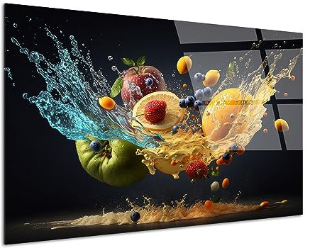 DECLINA, cadre photo décoration murale, impression sur verre acrylique, tableau cuisine, déco l’envol des fruits, art mural moderne, décoration intérieure lumineuse, 50x30 cm
