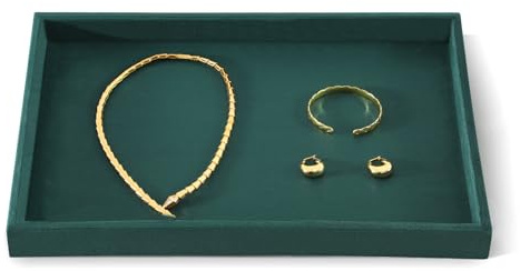 Yinbeini Jewelry Organizers And Storage, Velvet Jewelry Trays,Premium Flat Watch Tray,Luxury Jewelry Display For Vendors,Green Necklace Display For Selling