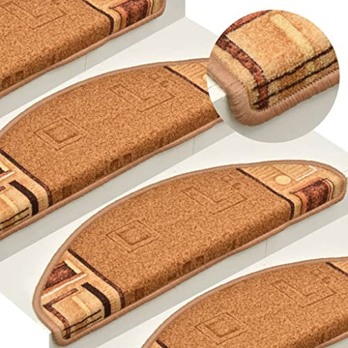 Home Outdoor Sonstige Selbstklebende Stufenmatten 15 Stück Beige 65 x 21 x 4 cm