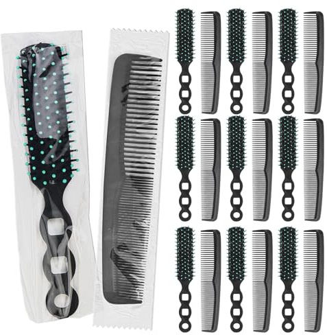 Gisdo Lot de 100 peignes à cheveux en vrac pour sans-abri emballés individuellement, brosses à cheveux en vrac de 127,2 cm et 17,8 cm pour femmes, enfants, hôtel, carité sans abri (noir)