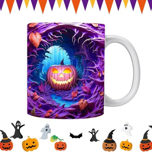 Wezalget Halloween-Teetasse,Halloween-Trinkbecher,350 ml Keramik-Milchbecher mit Griff | Getränkebecher, Saftbecher für Kaffee, Tee, heiße Schokolade, Getränke