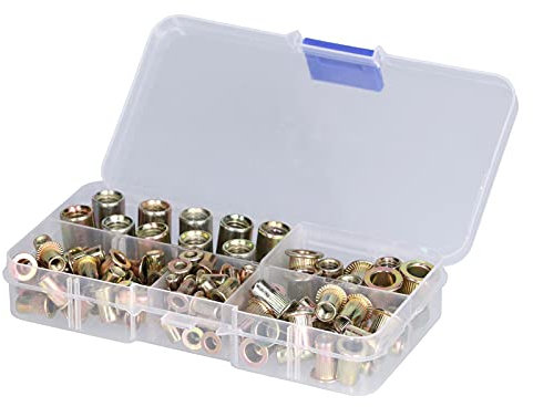 100 Stück Gewindeeinsätze M3 M8, Nietmuttern aus verzinktem Kohlenstoffstahl, hochfestes Sortiment, für die Befestigung von Metallplatten/-rohren, DIY-Projekte, Bauwesen