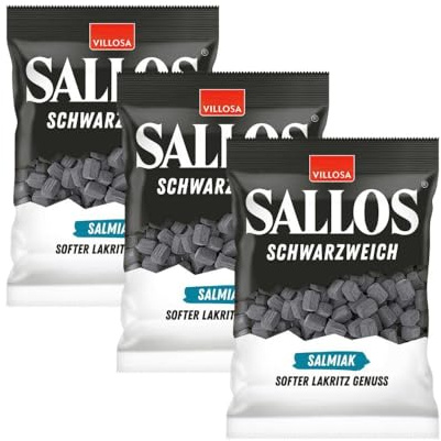 Sallos Schwarzweich Salmiak 3x200g – Stark und Weich, Lakritz-Fans lieben es!
