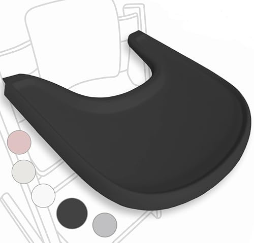 Hochstuhl-Tisch kompatibel mit Stokke Tripp Trapp Stuhl - MattSchwarz – nicht geeignet für Saugplatten – Essbrett passend für Stokke Tripp Trapp – BPA-frei