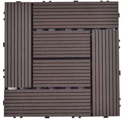 EPANO LXXW klick-Balkonfliesen 12 ineinandergreifende, holzähnliche Terrassenfliesen, wasserdichte, einrastbare Terrassendielen, Kunststoff-Holzverbindungsböden(C-Coffee)