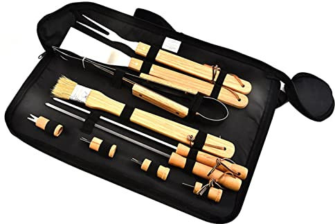 NNBDEY 10-teiliges Robustes Grillbesteck-Geschenkset, Grillutensilien aus Edelstahl, Grillzubehör BBQ Grillbesteck-Set mit Griff, für Gourmets, Grillfans, KS und Camping