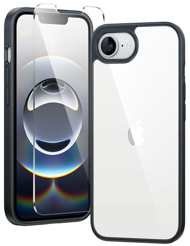 FNTCASE for iPhone 16e Case Clear: Anti Yellowing Rugged Cell Phone Cases | Transparent Slim Scratch-Resistant Cover | Shockproof Military Grade Protection (Black)