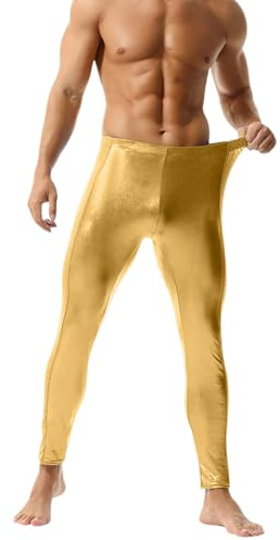 YOSUWOAI Herren Strumpfhosen Glänzend Leggings Männer Hoher Taille Lang Hose Bequem Feinstrumpfhose Elastische Enge Fitness Hose Atmungsaktiv Sport Freizeithose Weich Sporthose