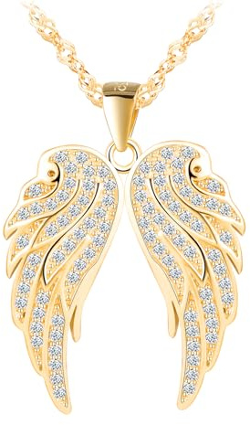 MOOFUN Collier avec pendentif ailes d'ange en zircone, chaîne pour femme et fille en argent 925, chaînes pour femme, maman, épouse, petite amie, fille, amulette, collier de mode, bijou fantaisie