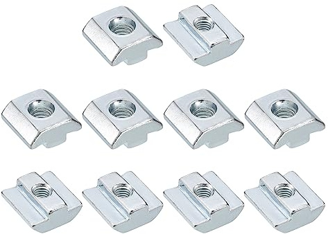 sourcing map t Nuts, 15pcs - Galvanized Carbon Steel t Slot Bolts, 4040 Series M6 Hammer Head Fastener, Sliding t Nuts for Aluminum Extrusion Profile (Silver)