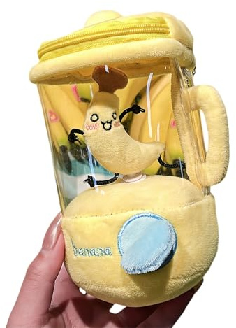 zoocco Carrot Blender Plush, Funny Carrot in a Blender Stuffy with Hidden Zipper Storage & Keychain Clip,Creative Gag Gift for Friends, Desk Decor (Bananas)