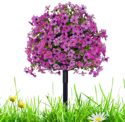 Arbusti artificiali per esterni - siepi artificiali, piante a sfera viola, resistenti alle intemperie e ai raggi UV, 58 cm, realistiche per giardino, matrimonio, veranda, cimitero o terrazza