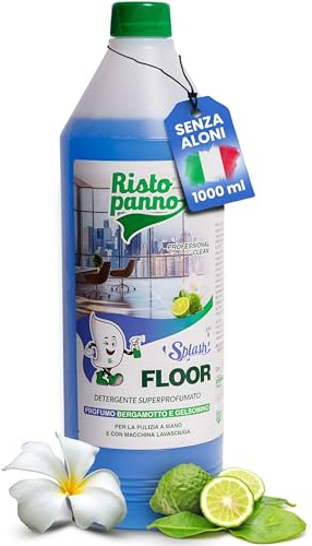 RISTOPANNO 1PZ x 1L Lavapavimenti Professionale Super Profumato | Senza Risciacquo - Bergamotto e Gelsomino - Detergente Pavimenti Manuale o Macchina - Prodotti Pulizia SPLASH FLOOR