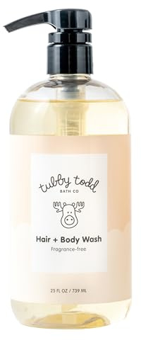 TUBBY TODD Hair + Body Wash - Baby Shampoo and Body Wash - Gentle, Natural Baby Was for Newborns, Babies, and Toddlers - Non-Toxic and Hypoallergenic - Fragrance-Free, 25oz