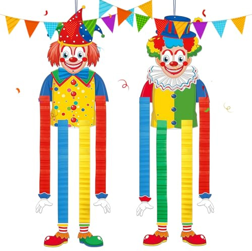 2 Stück Clown Deko Karneval Clown Banner Karneval Dekos Clowns Deko Hängend Tür Wand Fasching Party Dekoration für Fensterbilder Karnevals, Fasching, Zirkus Dekos und Geburststagsparty