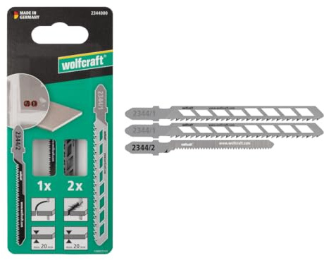 wolfcraft Stichsägeblätter Trockenbau, 3-tlg. - Projektset für gerade und Kurvenschnitte durch Gipskartonplatten - Made in Germany - 2344000