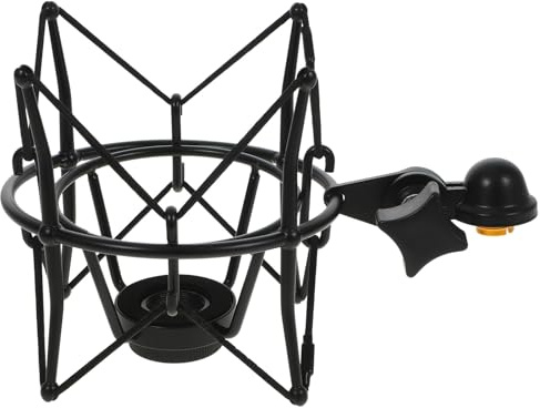 Baluue Soporte de Micrófono de Metal Negro a Prueba de Golpes Suspensión Tipo Araña Grande para Micrófono de Condensador Accesorio Profesional para Grabación y Transmisión