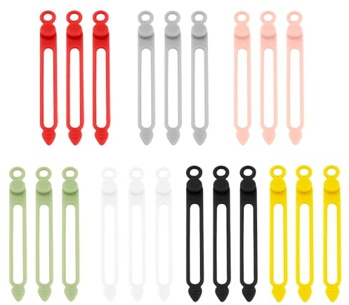 YFTRFR 21 Piezas Bridas para Cable, Reutilizables Elástico de Silicona Organizador de Cord Ajustables para Oficina, Hogar, Jardín y Más, Accesorios de Viaje, Alambres, Escritorio(7 Color)