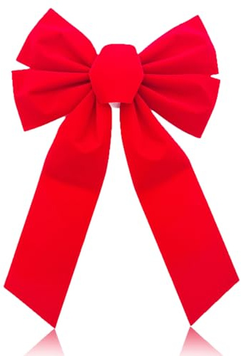 URYVAIW Große Geschenkschleife Rot, 23x33cm XXL Schleife, Polyester Dekoschleife, Weihnachtsdeko für Geschenke, Türen & Bäume, 1 Stück