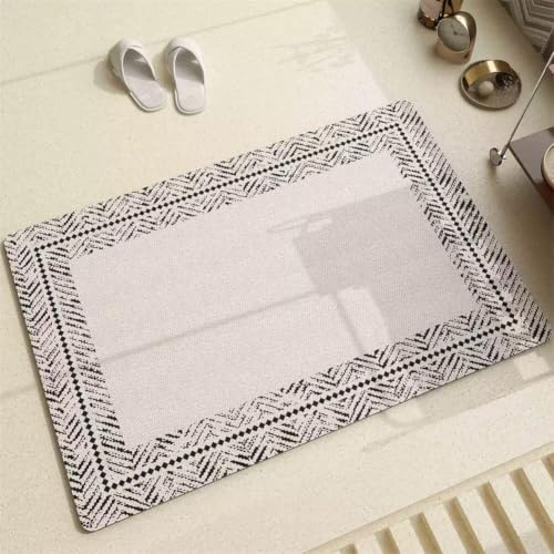 Alfombra de Baño Antideslizante, 160x230cm Alfombrilla Diatomita Baño Súper Absorbente, Alfombrilla Ducha Lavable Stone Bath Mat, Alfombra Piedras para Ducha, Cocina, Bañera y Baños, WC Square 6-1125