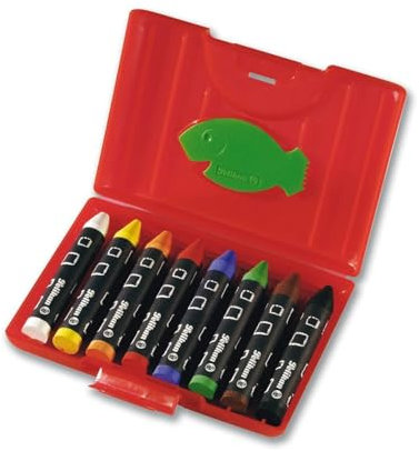 Pelikan Wachsmalstifte, rund, wasserfest, 8 Stück in Box plus Schaber, mit natürlichem Bienenwachs