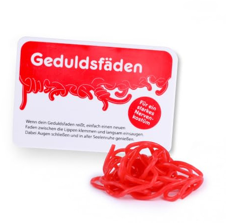 Liebeskummerpillen Geduldsfäden Fruchtgummischnüre mit Erdbeergeschmack | Lustige Süßigkeiten für Kollegen, Freunde & Familie - Nervennahrung Anti Stress Fruchtgummi witziges Mitbringsel (24g)