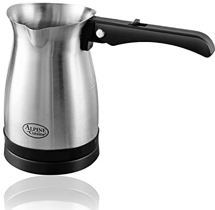 Alpine Cuisine Caffettiera turca elettrica da 4 tazze | Pentola in acciaio inox per la produzione araba e greca | Base senza fili Cool-Touch