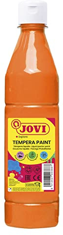 Jovi - Flytande gouache, 500ml flaska, Färg Orange, Färg baserad på naturliga ingredienser, Lätt att tvätta bort, Glutenfri, Idealisk för skolbruk (50606)