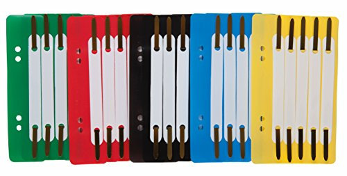 Idena 300391 - Heftstreifen aus Kunststoff, 5-fach farbig sortiert, 25 Stück