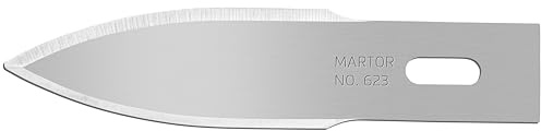 MARTOR 10x Convex Blade 46.5 mm, Steel, 2-Sided Grind | Double bevel, both sides sharpened, in dispenser, for scalpel & graphic knife, No. 623.50