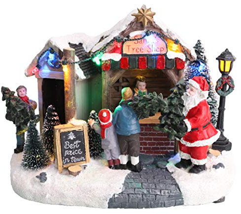 Christmas Concepts® LED Light Up Christmas Village Scene - 8 / 200mm (Santa's Tree Shop)